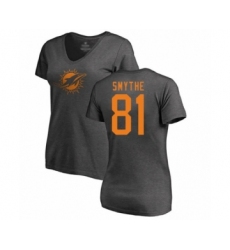 Football Women's Miami Dolphins #81 Durham Smythe Ash One Color T-Shirt