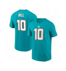 Men's Miami Dolphins #10 Tyreek Hill 2022 Aqua Name & Number T-Shirt