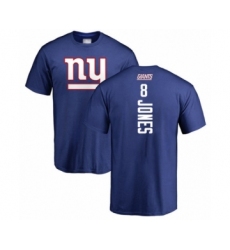 Football New York Giants #8 Daniel Jones Royal Blue Backer T-Shirt