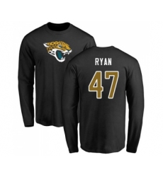 Football Jacksonville Jaguars #47 Jake Ryan Black Name & Number Logo Long Sleeve T-Shir