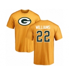 Football Green Bay Packers #22 Dexter Williams Gold Name & Number Logo T-Shirt