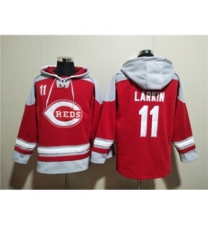 Men's Cincinnati Reds #11 Barry Larkin Red Ageless Must-Have Lace-Up Pullover Hoodie