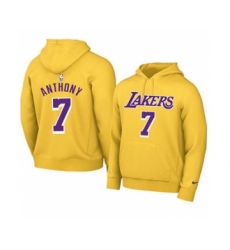 Men's Los Angeles Lakers #7 Carmelo Anthony 2021 Yellow Pullover Basketball Hoodie