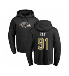Football Baltimore Ravens #91 Shane Ray Black Name & Number Logo Pullover Hoodie