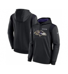 Men's Baltimore Ravens 2021 Black Sideline Logo Performance Pullover Hoodie