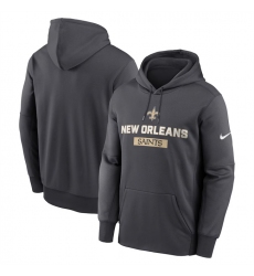 Men's New Orleans Saints Anthracite Toss Sweep Performance Pullover Hoodie