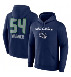 Men's Seattle Seahawks #54 Bobby Wagner Navy Team Wordmark Player Name & Number Pullover Hoodie