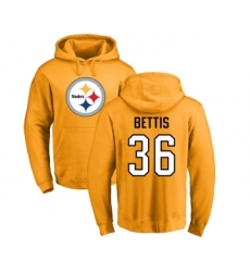 Football Pittsburgh Steelers #36 Jerome Bettis Gold Name & Number Logo Pullover Hoodie