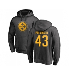 Football Pittsburgh Steelers #43 Troy Polamalu Ash One Color Pullover Hoodie