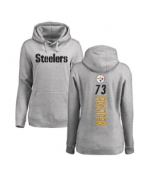Football Women's Pittsburgh Steelers #73 Ramon Foster Ash Backer Pullover Hoodie