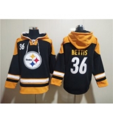Men's Pittsburgh Steelers #36 Jerome Bettis Black Ageless Must-Have Lace-Up Pullover Hoodie