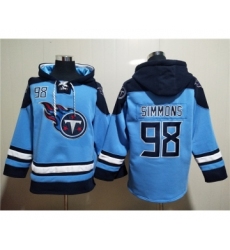 Men's Tennessee Titans #98 Jeffery Simmons Blue Lace-Up Pullover Hoodie