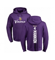 Football Minnesota Vikings #4 Sean Mannion Purple Backer Pullover Hoodie