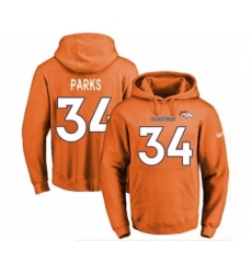 Football Men's Denver Broncos #34 Will Parks Orange Name & Number Pullover Hoodie