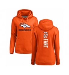 Football Women's Denver Broncos #87 Noah Fant Orange Backer Pullover Hoodie