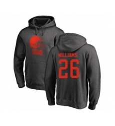 Football Cleveland Browns #26 Greedy Williams Ash One Color Pullover Hoodie