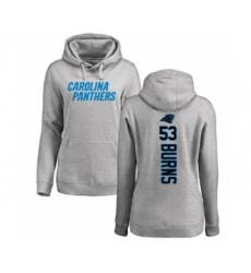 Football Women's Carolina Panthers #53 Brian Burns Ash Backer Pullover Hoodie