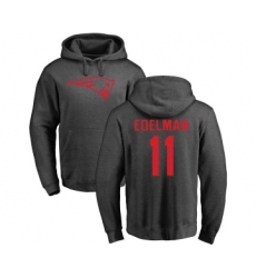Football New England Patriots #11 Julian Edelman Ash One Color Pullover Hoodie