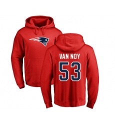 Football New England Patriots #53 Kyle Van Noy Red Name & Number Logo Pullover Hoodie