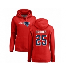 Football Women's New England Patriots #25 Terrence Brooks Red Name & Number Logo Pullover Hoodie
