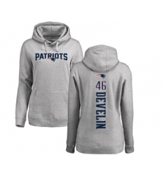 Football Women's New England Patriots #46 James Develin Ash Backer Pullover Hoodie
