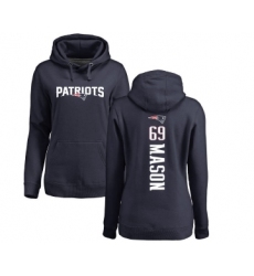Football Women's New England Patriots #69 Shaq Mason Navy Blue Backer Pullover Hoodie