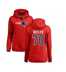 Football Women's New England Patriots #70 Adam Butler Red Name & Number Logo Pullover Hoodie