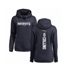Football Women's New England Patriots #8 Jamie Collins Navy Blue Backer Pullover Hoodie