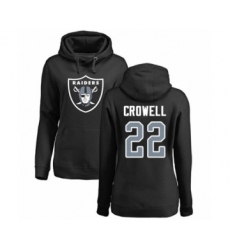 Football Women's Oakland Raiders #22 Isaiah Crowell Black Name & Number Logo Pullover Hoodie