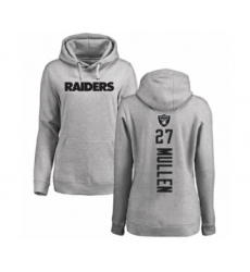 Football Women's Oakland Raiders #27 Trayvon Mullen Ash Backer Pullover Hoodie
