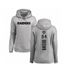 Football Women's Oakland Raiders #84 Antonio Brown Ash Backer Pullover Hoodie