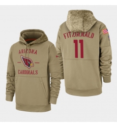 Men's Arizona Cardinals #11 Larry Fitzgerald 2019 Salute to Service Sideline Therma Pullover Hoodie - Tan