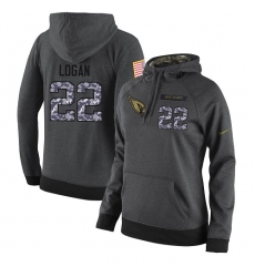 NFL Women Nike Arizona Cardinals #22 T. J. Logan Stitched Black Anthracite Salute to Service Player Performance Hoodie