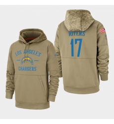Men's Los Angeles Chargers #17 Philip Rivers 2019 Salute to Service Sideline Therma Pullover Hoodie - Tan