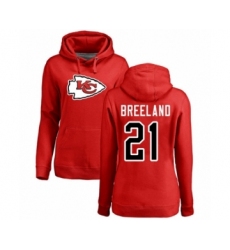 Football Women's Kansas City Chiefs #21 Bashaud Breeland Red Name & Number Logo Pullover Hoodie