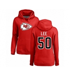 Football Women's Kansas City Chiefs #50 Darron Lee Red Name & Number Logo Pullover Hoodie
