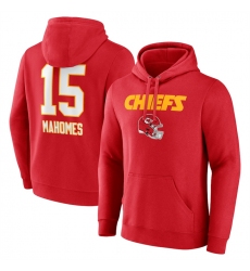 Men's Kansas City Chiefs #15 Patrick Mahomes Red Wordmark Player Name & Number Pullover Hoodie