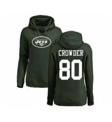 Football Women's New York Jets #80 Jamison Crowder Green Name & Number Logo Pullover Hoodie