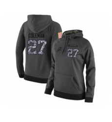 Football Women's Detroit Lions #27 Justin Coleman Stitched Black Anthracite Salute to Service Player Performance Hoodie