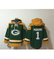 Men's Green Bay Packers #1 Micah Parsons Green Lace-Up Pullover Hoodie
