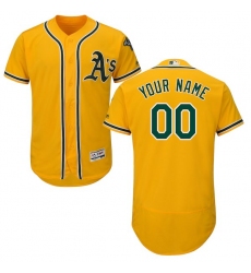 Men's Oakland Athletics Majestic Alternate Gold Flex Base Authentic Collection Custom Jersey