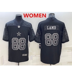 women's dallas cowboys #88 ceedee lamb black reflective limited stitched football jersey