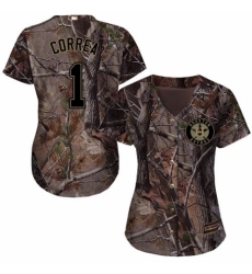Women's Majestic Houston Astros #1 Carlos Correa Authentic Camo Realtree Collection Flex Base MLB Jersey