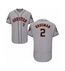 Men's Houston Astros #2 Alex Bregman Grey Road Flex Base Authentic Collection 2019 World Series Bound Baseball Jersey