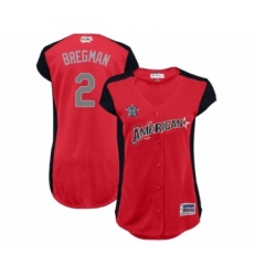 Women's Houston Astros #2 Alex Bregman Authentic Red American League 2019 Baseball All-Star Jersey