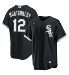 Men's Chicago White Sox #12 Colson Montgomery Black Cool Base Stitched Jersey