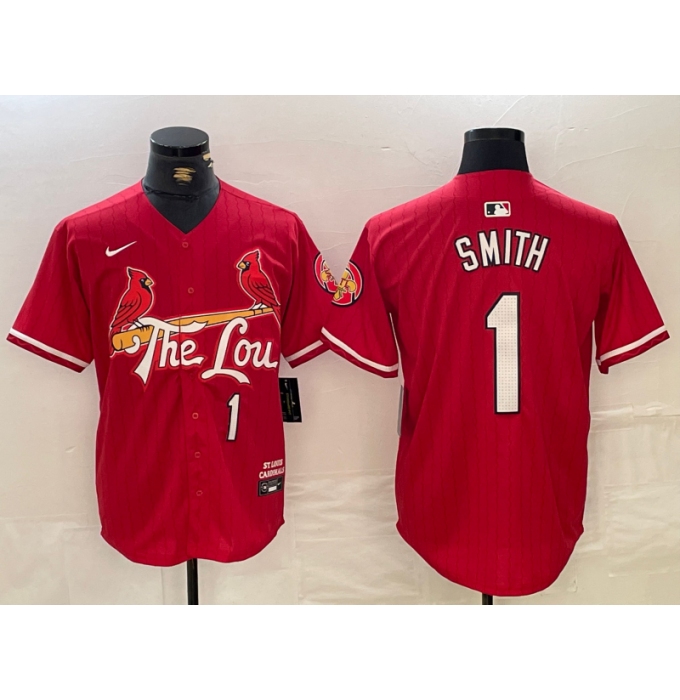 Men's St Louis Cardinals #1 Ozzie Smith Red 2024 City Connect Limited Stitched Baseball Jersey
