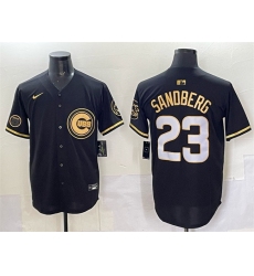 Men's Chicago Cubs #23 Ryne Sandberg Black Gold 'Ryne Sandberg Tribute' Vapor Limited V2 Stitched Baseball Jersey