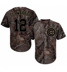 Men's Majestic Chicago Cubs #12 Kyle Schwarber Authentic Camo Realtree Collection Flex Base MLB Jersey