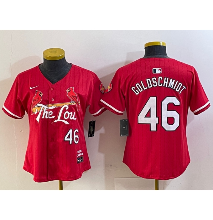 Women's St Louis Cardinals #46 Paul Goldschmidt Red 2024 City Connect Limited Stitched Jersey